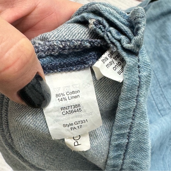 Madewell Central Shirt in Roberta Indigo Ruffle Oversized Chambray Size XL - Picture 6 of 6